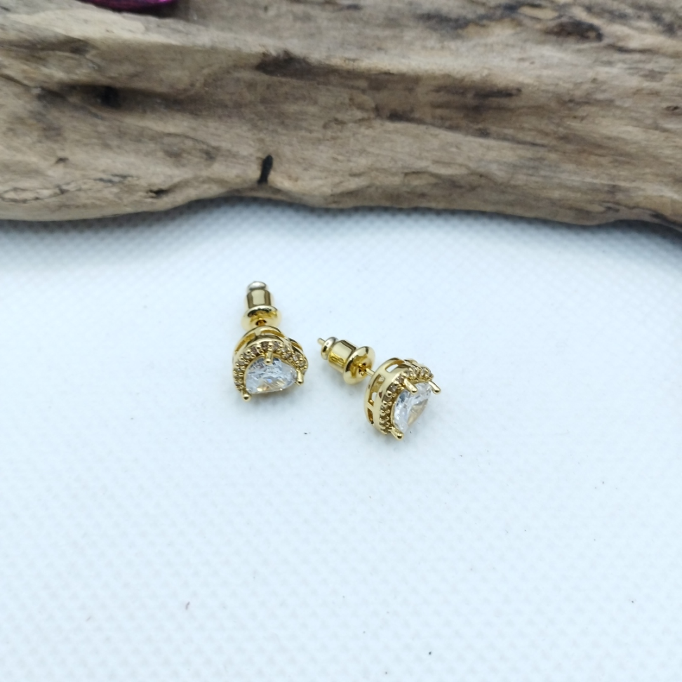Brincos coracao zircônia com detalhes cravejados - #2