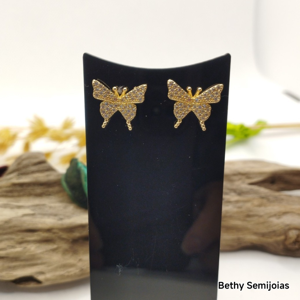 Brinco borboletas cravejada zircônia - #3