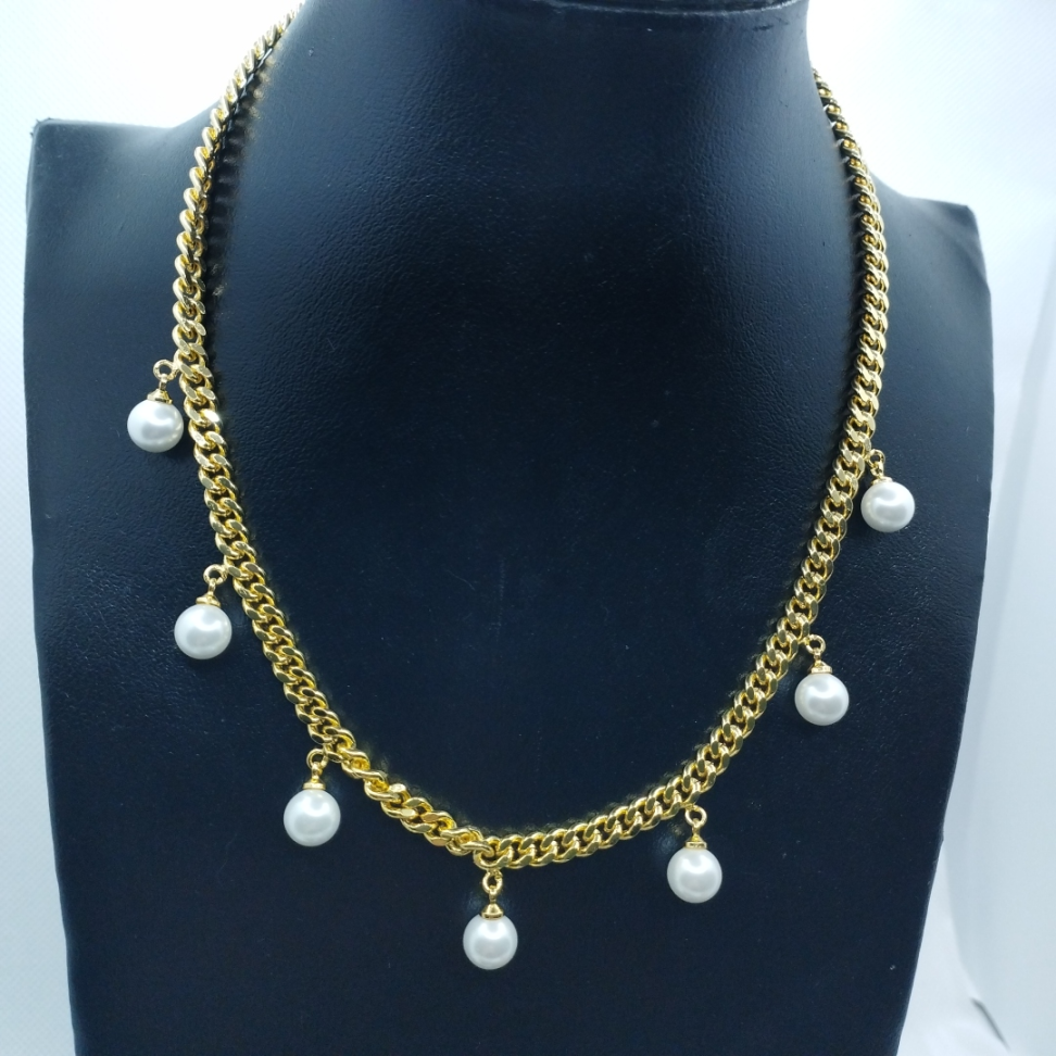 Colar grumet pingentes pérola - #3