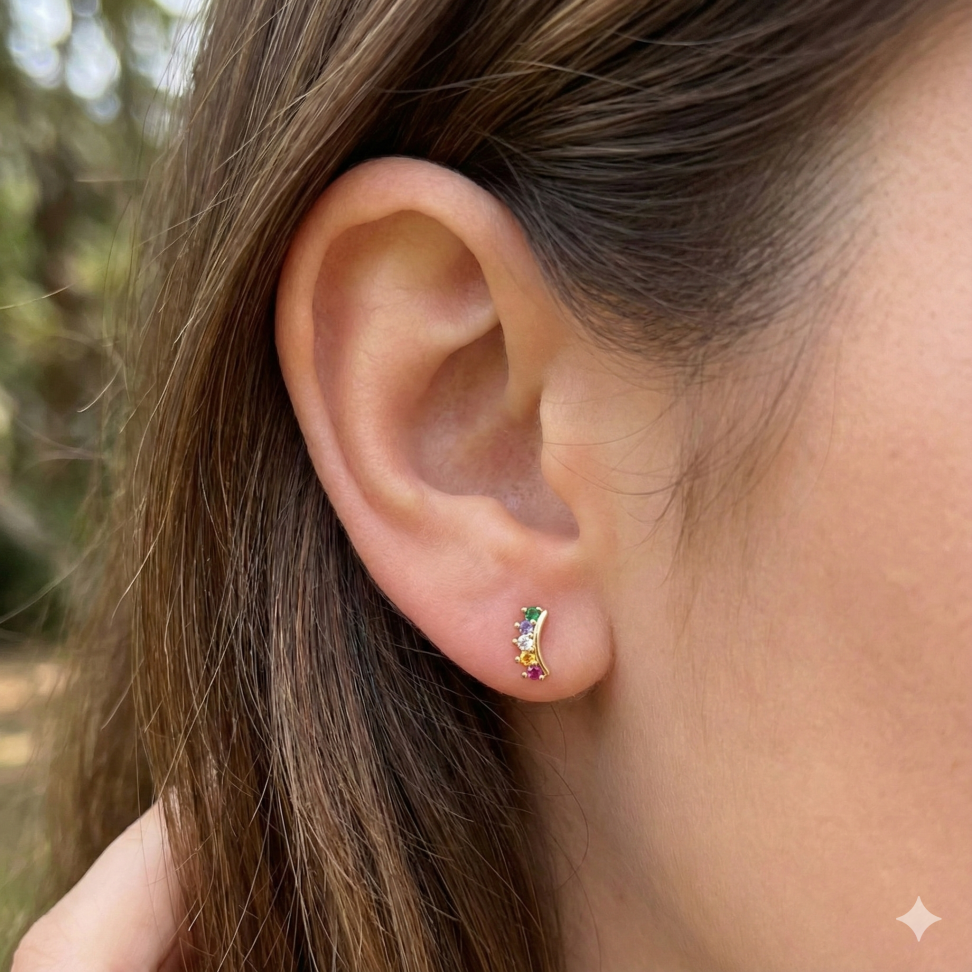Brinco pequeno delicado colorido - #2