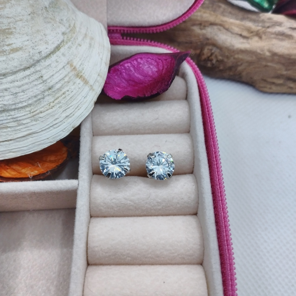 Brinco ponto de luz encanto ródio 8mm - #3