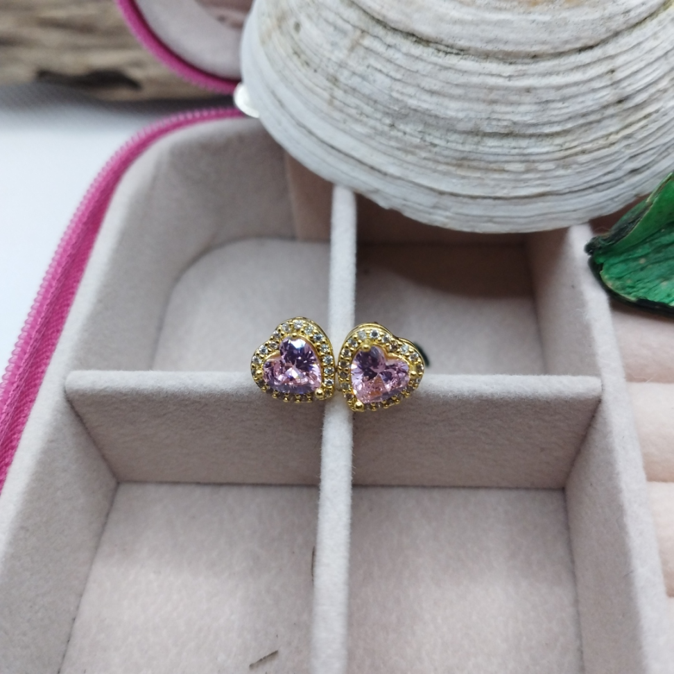 Brinco zirconia rosa cravejado de zircônias - #2