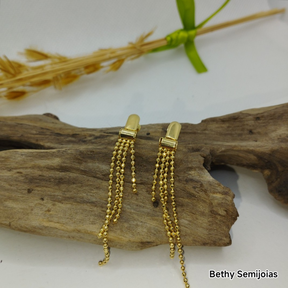 Brinco franja de bolinhas diamantadas - #3