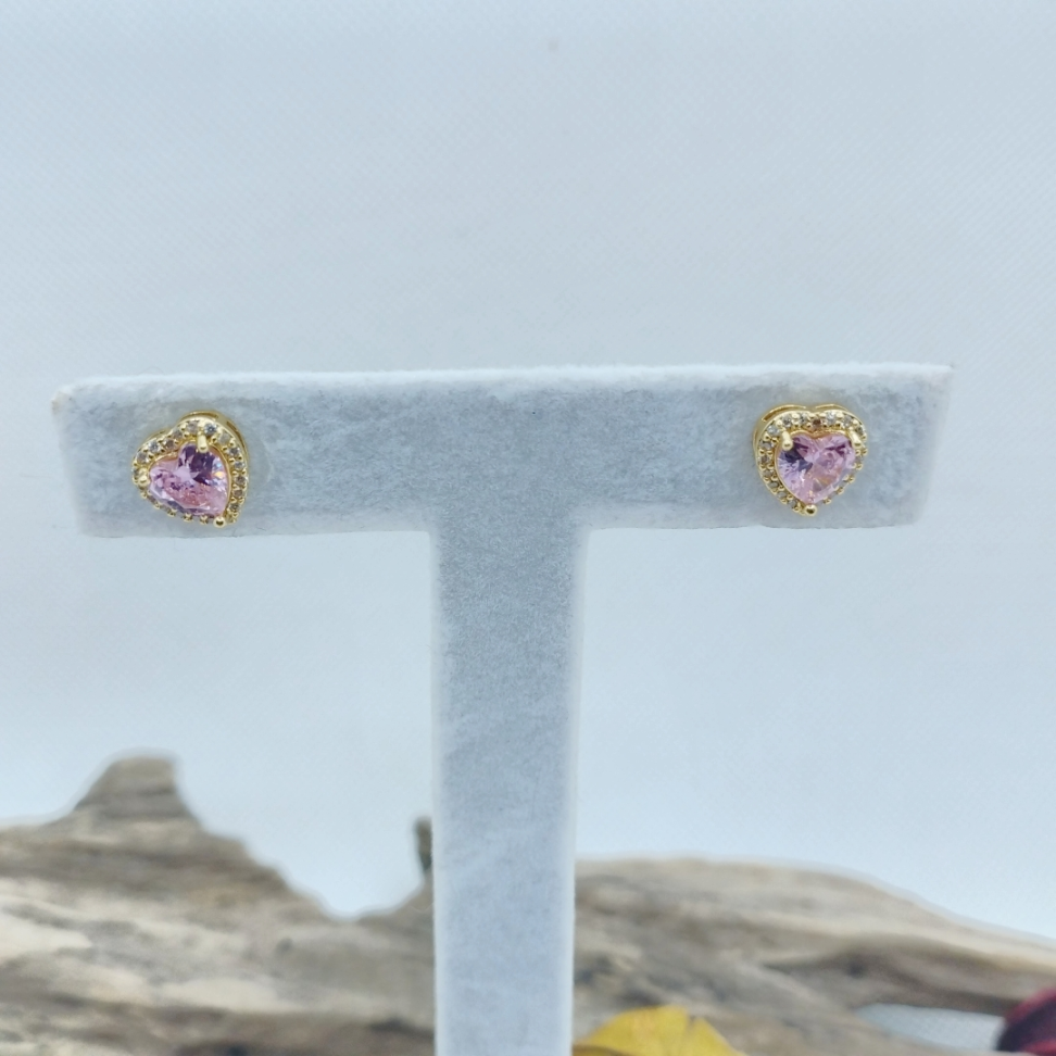 Brinco zirconia rosa cravejado de zircônias - #5