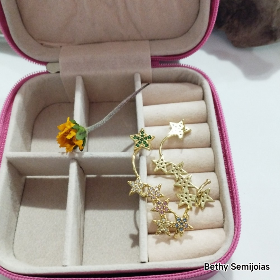 Brinco earcuff estrela cravejada colorida - #4