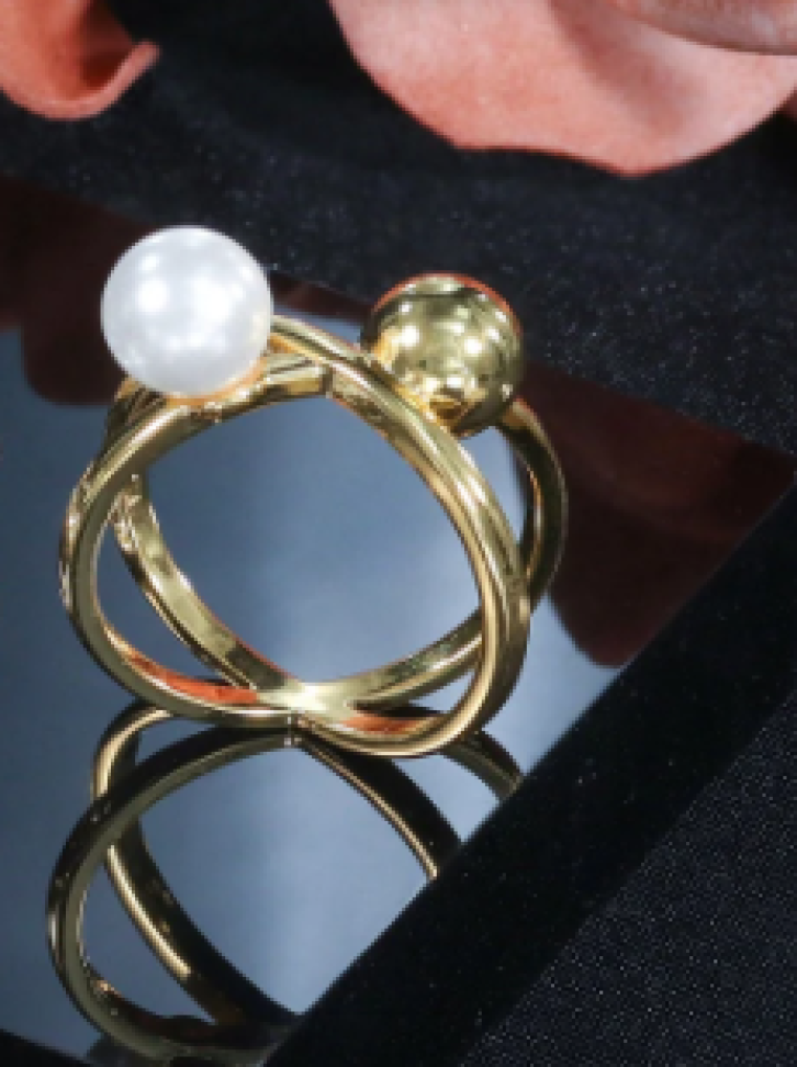 Anel Cruzado de Pérola e esfera lisa - #3