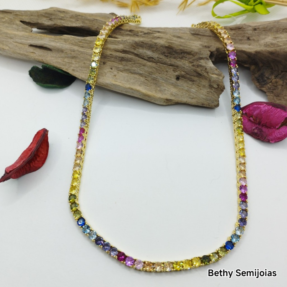 Colar Riviera colorido zircônias - #4