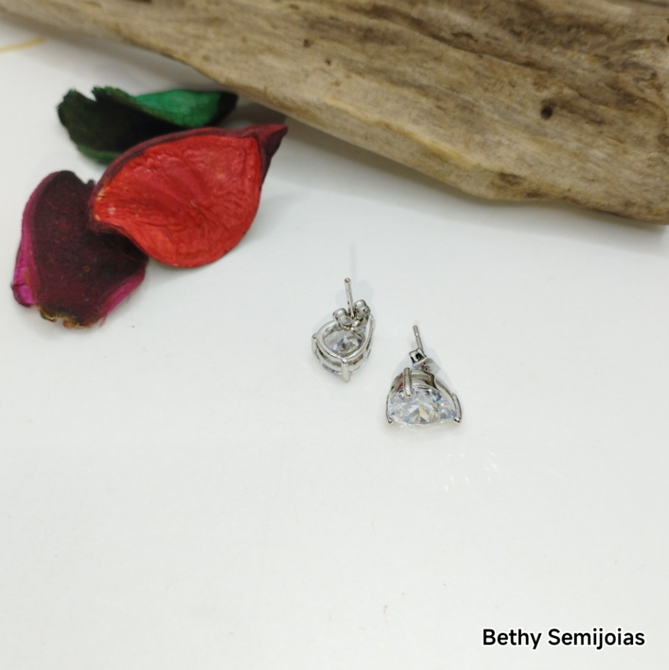 Brinco gota em zircônia em ródio 8mm - #4