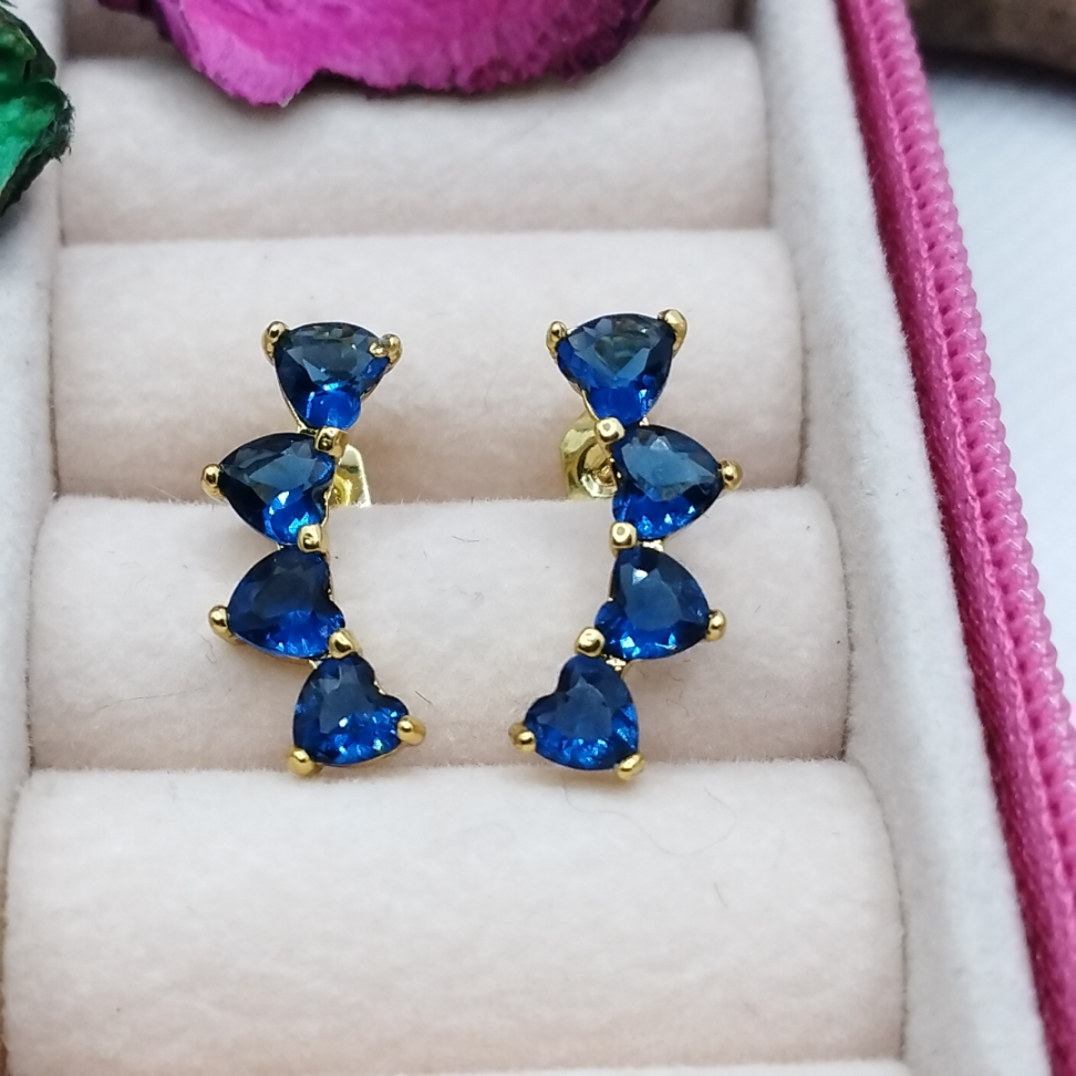 Ear Cuff corações lapidados azul - #2