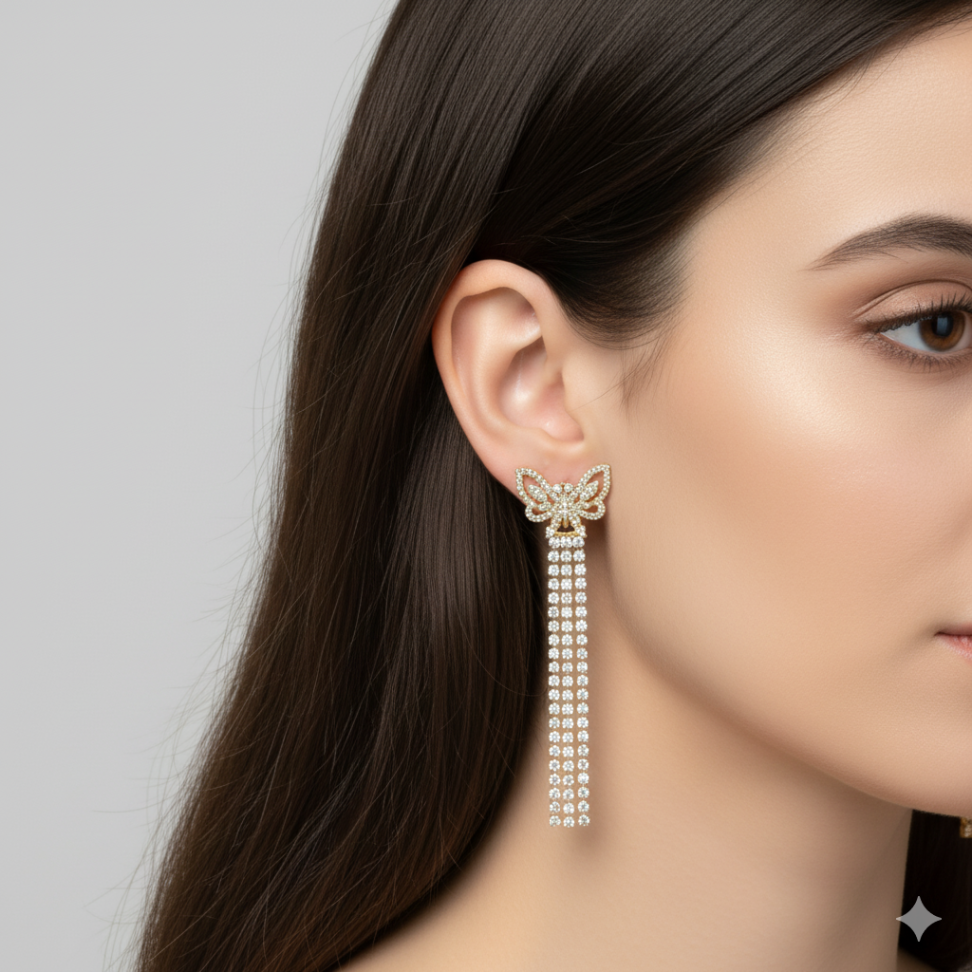 Brinco Borboleta franja zirconia - #3