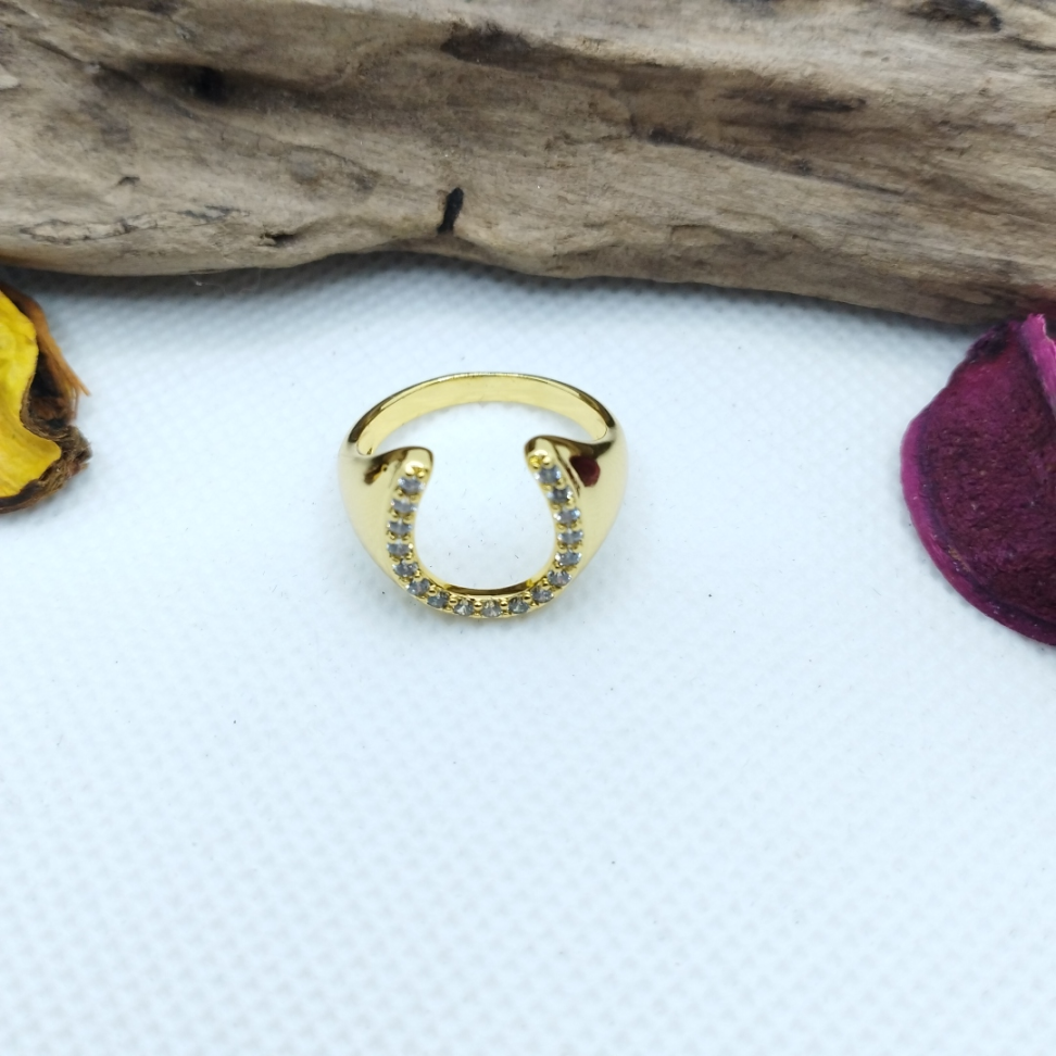 Anel de ferradura cravejada zircônia - #3
