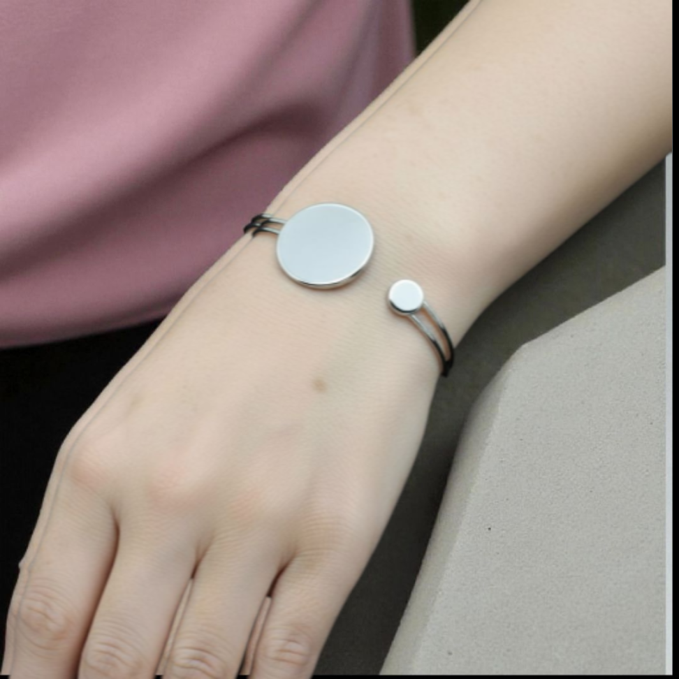 Bracelete esferas centrais em ródio - #4