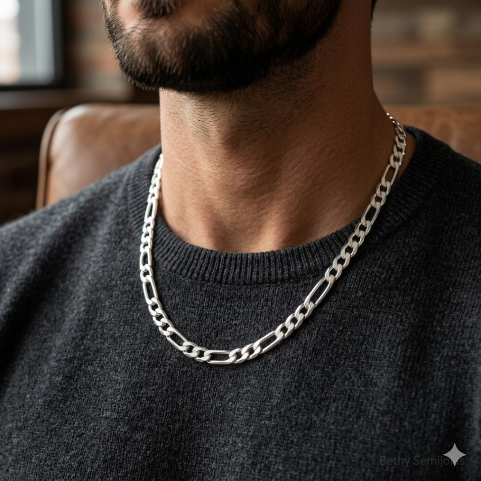Corrente masculina folheada a prata