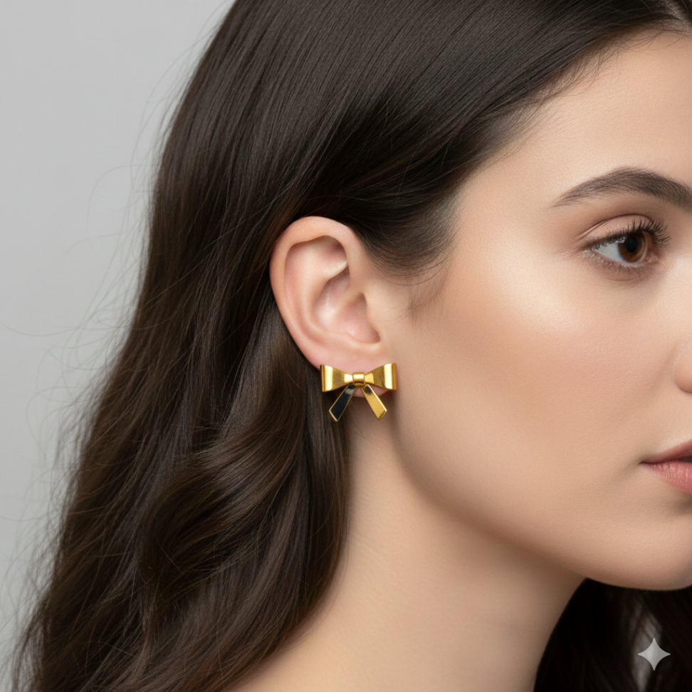 Brinco laço liso folheado a ouro - #2