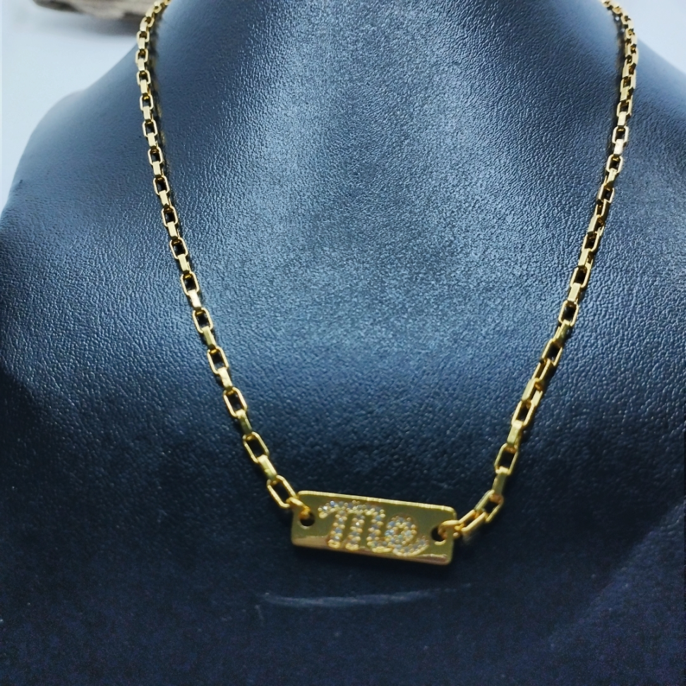 Colar Placa Me cravejado - #2