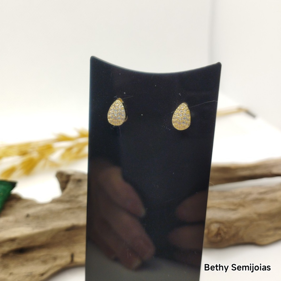 Brinco gota cravejada pequena - #3