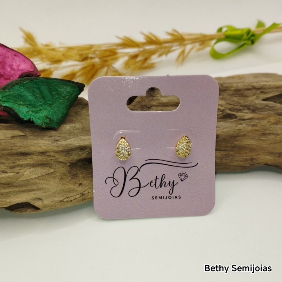 Brinco gota cravejada pequena - #4