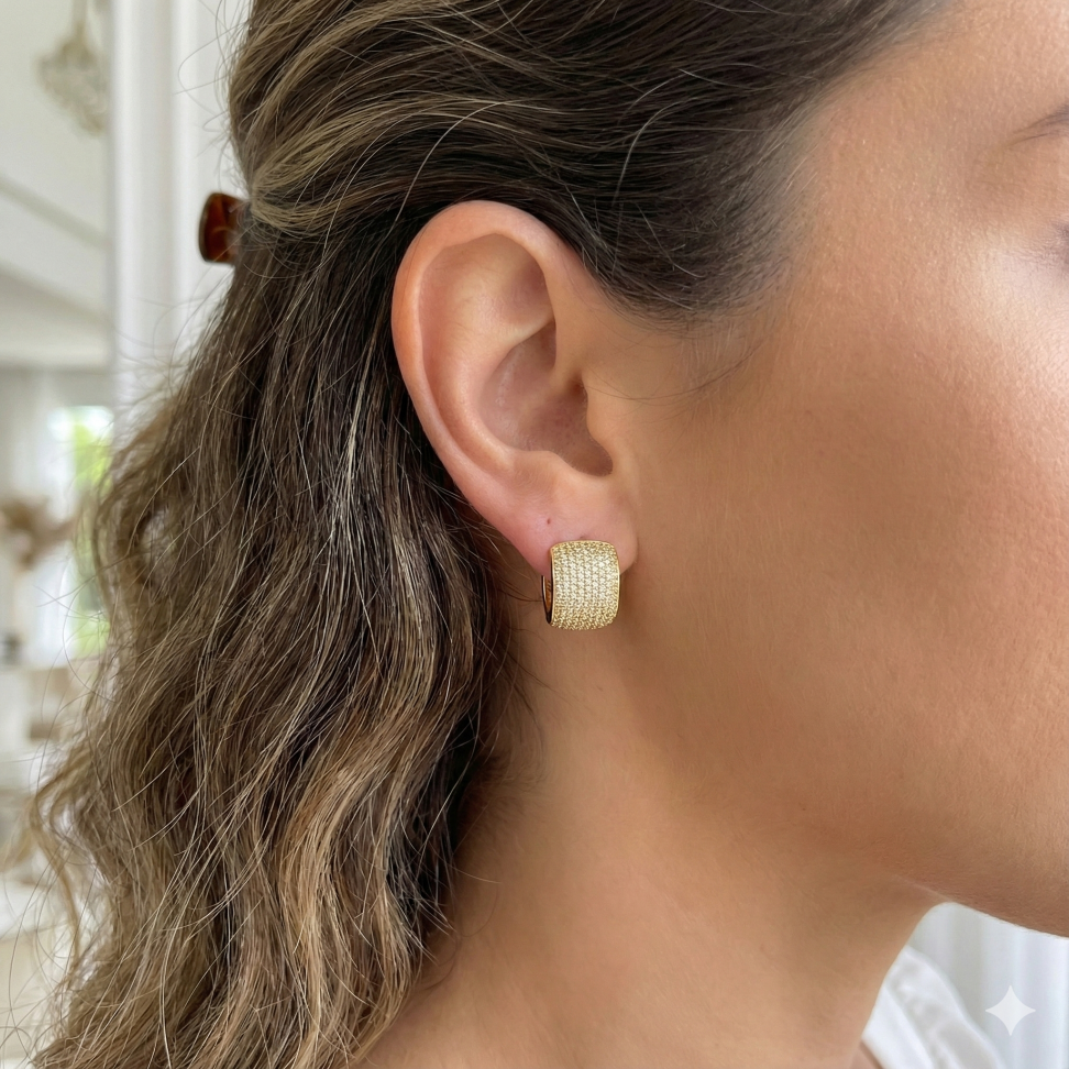 Argola larga cravejada de zircônia - #2