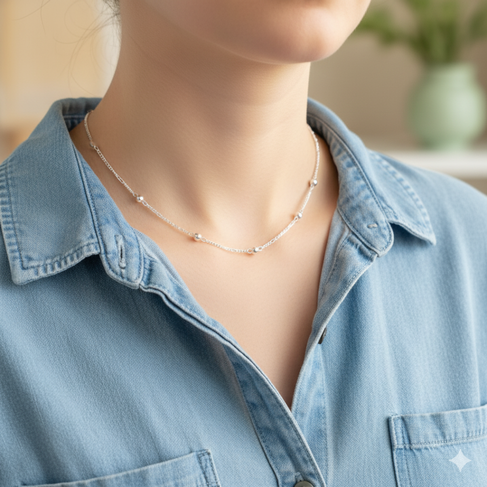 Choker bola e corrente 3x1 prata 925 - #2