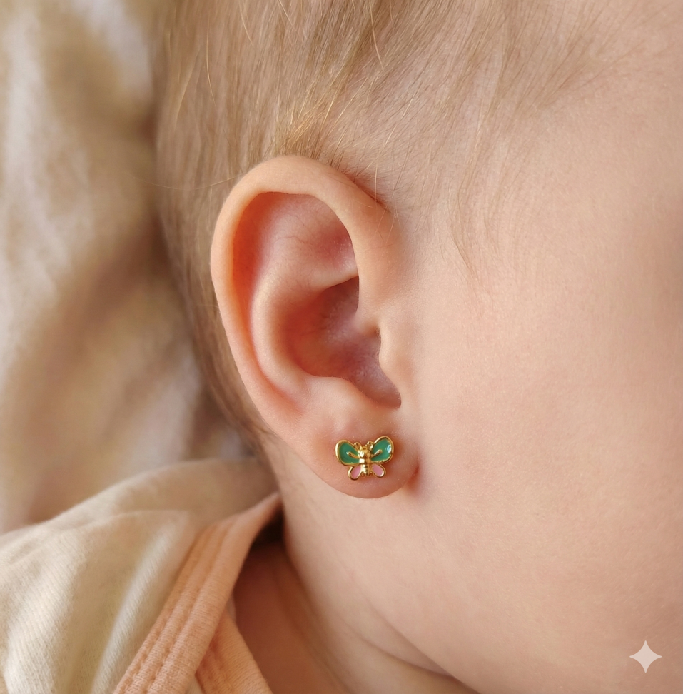 Brinco infantil borboleta colorida - #1