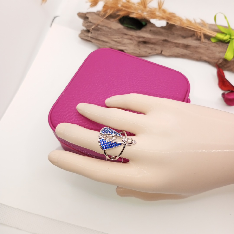 Anel de Nossa Senhora com manto azul cravejado - #3