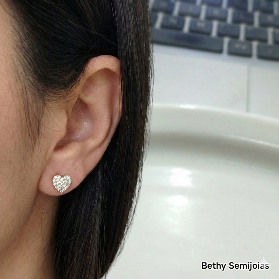 Brinco pequeno coração cravejado - #2