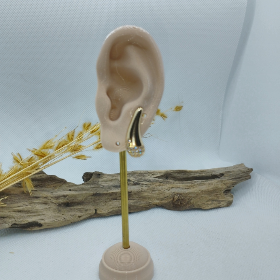 Brinco Gota Lisa com as pontas cravejadas - #2