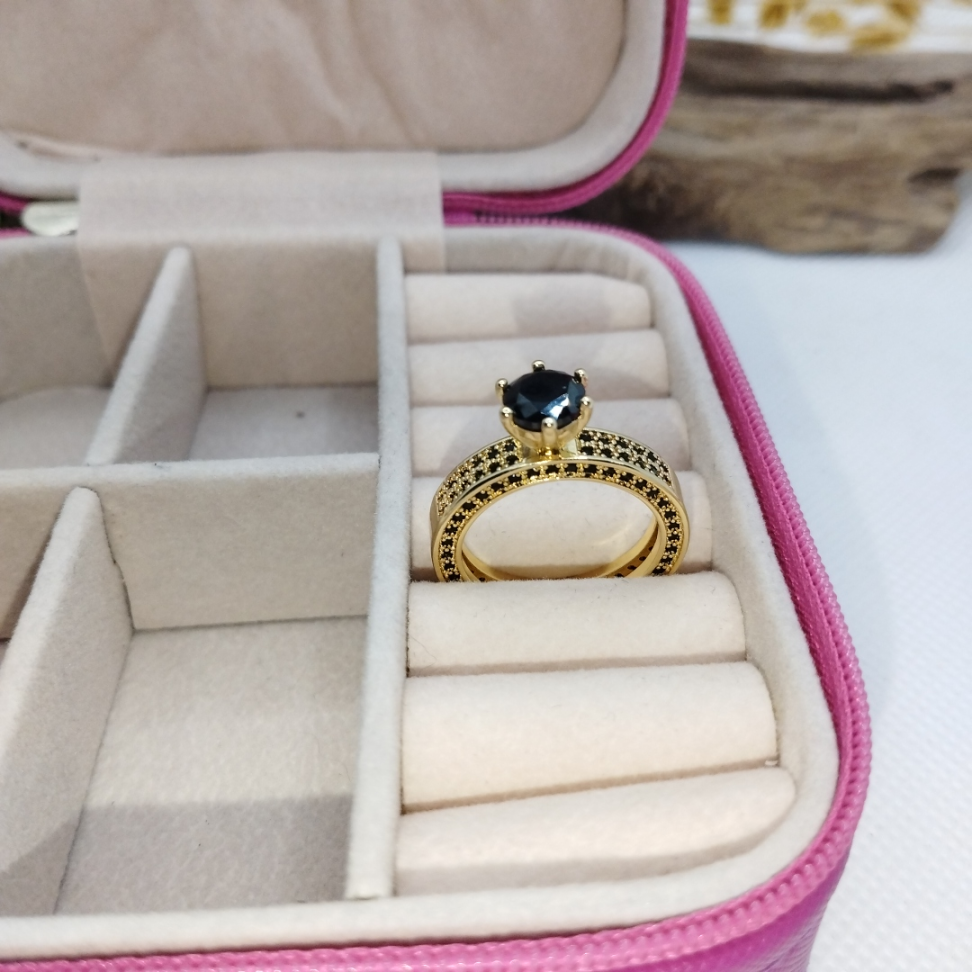 Anel Solitario todo cravejado preto 20 - #2