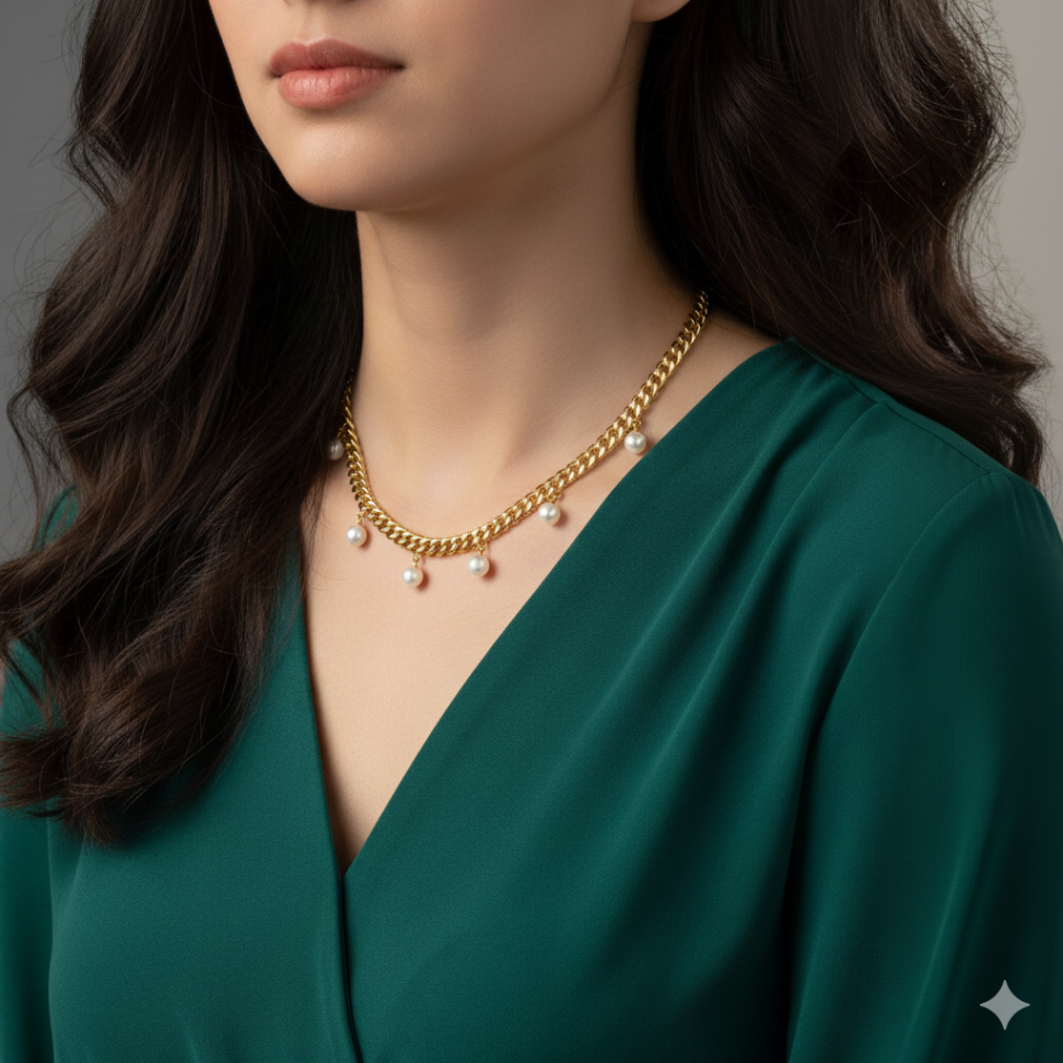 Colar grumet pingentes pérola - #2