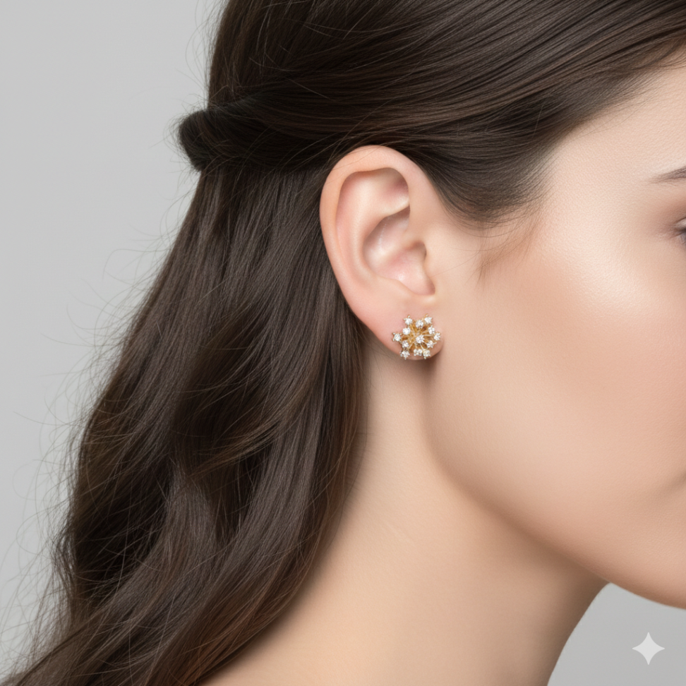 Brinco chuva de zircônias folheado a ouro - #2