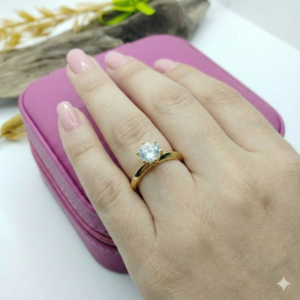 Anel solitário tradicional pedra 0,8mm - #2