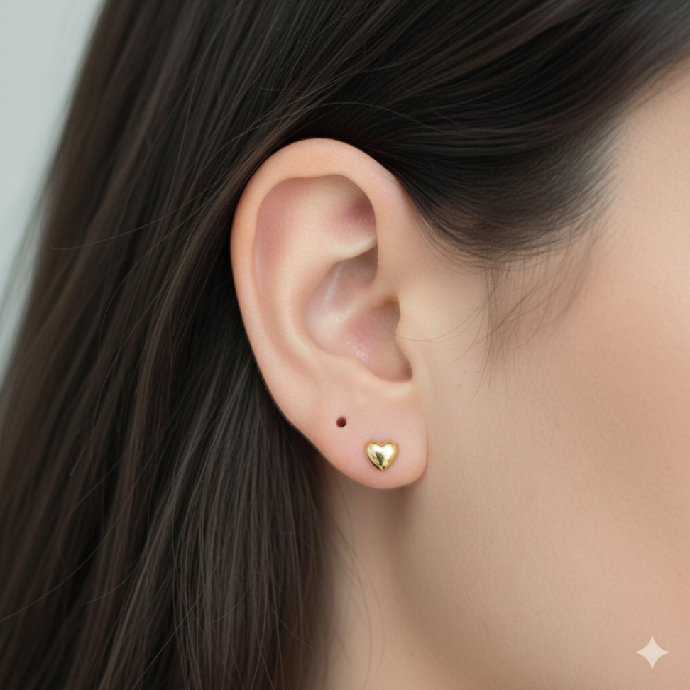 Brinco segundo furo coração liso - #2