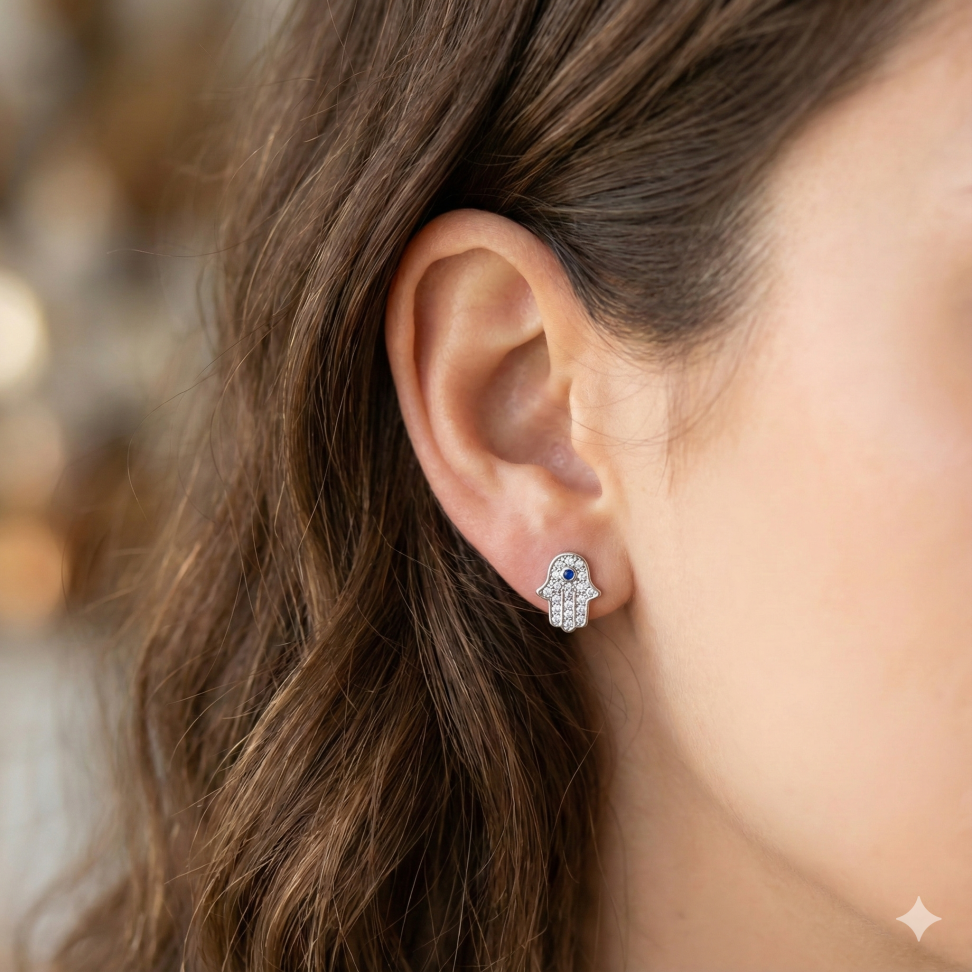 Brinco mão hamse ródio - #2