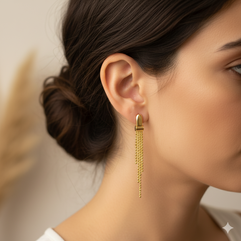 Brinco franja de bolinhas diamantadas - #2