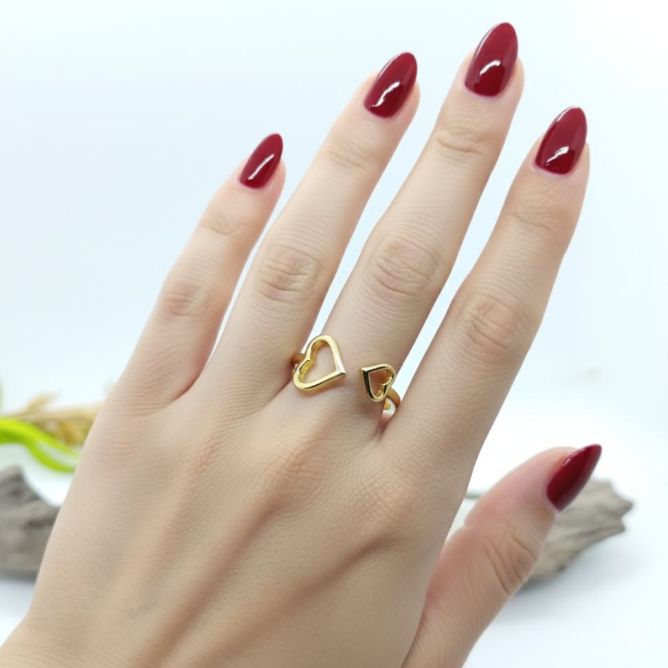 Anel regulável corações vazados - #2