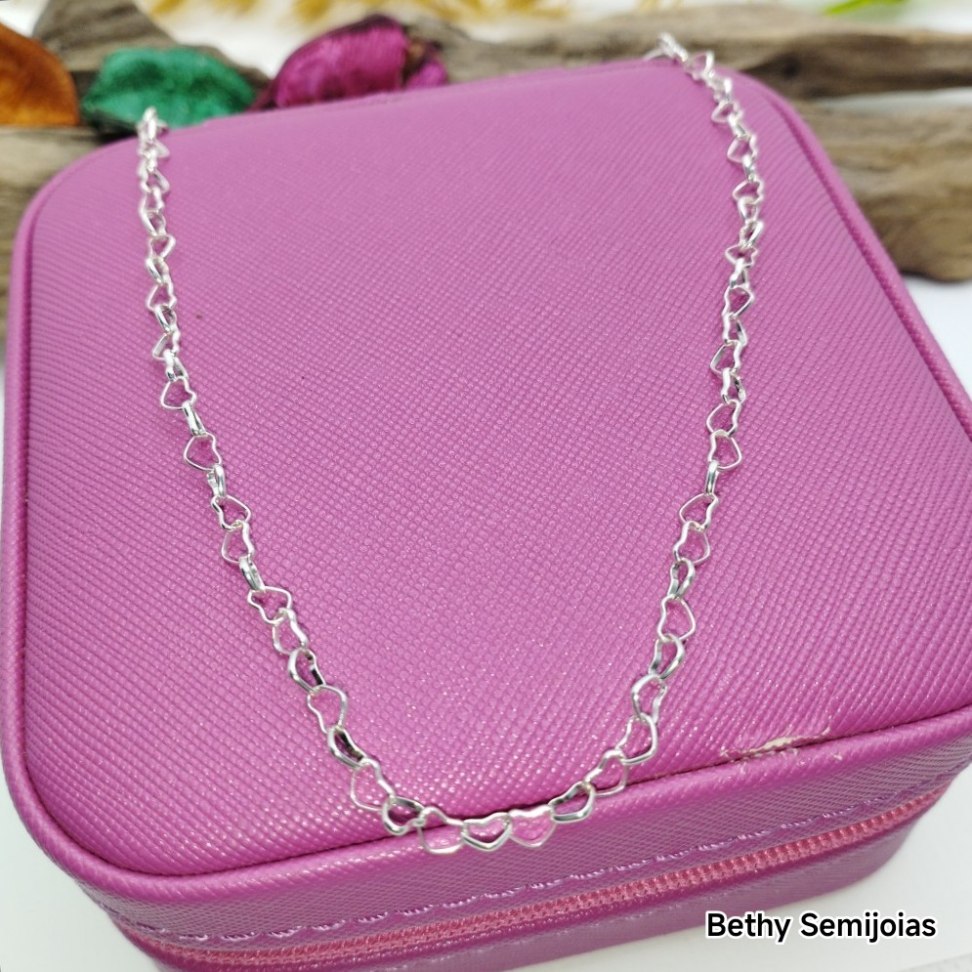 Tornozeleira elos coração prata 925 - #3