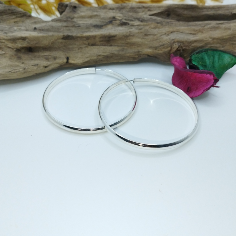 Argola lisa prata 925 5cmx4mm - #2