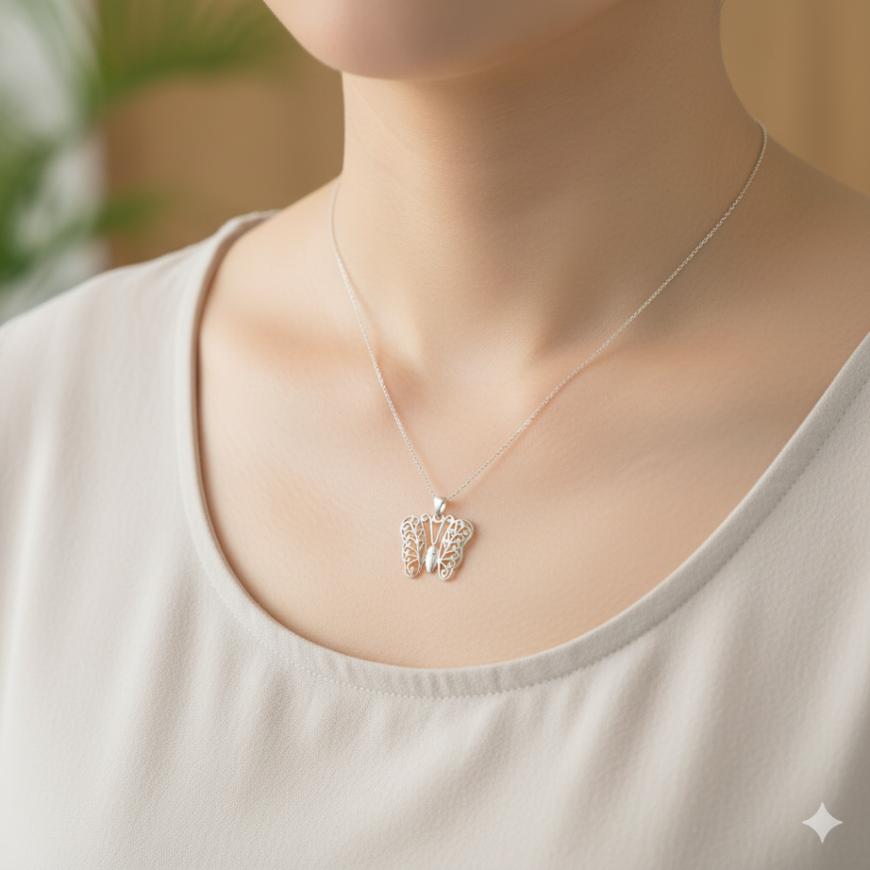 Pingente de borboleta vazado prata - #2