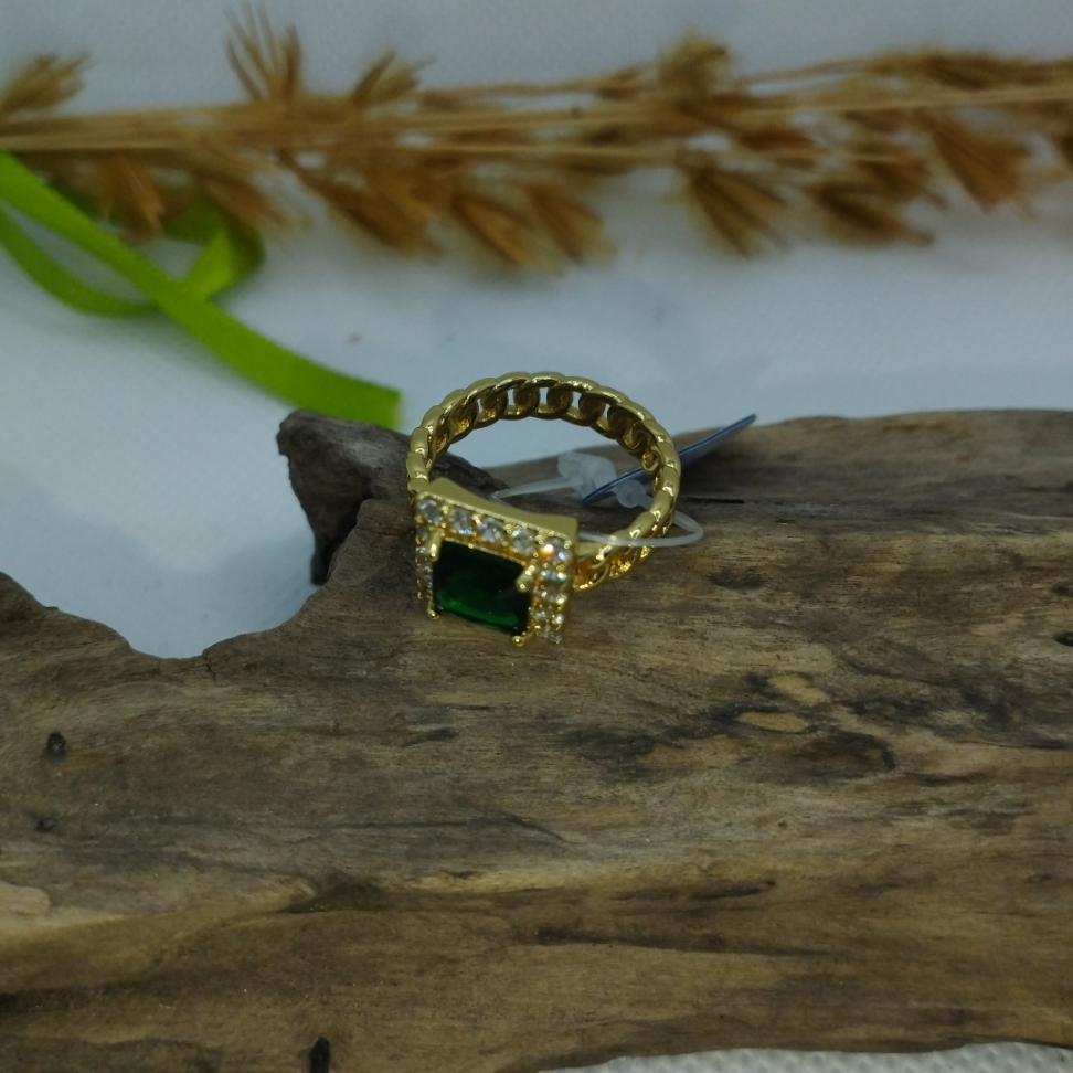 Anel elos grumet e pedra de zircônia verde - #4