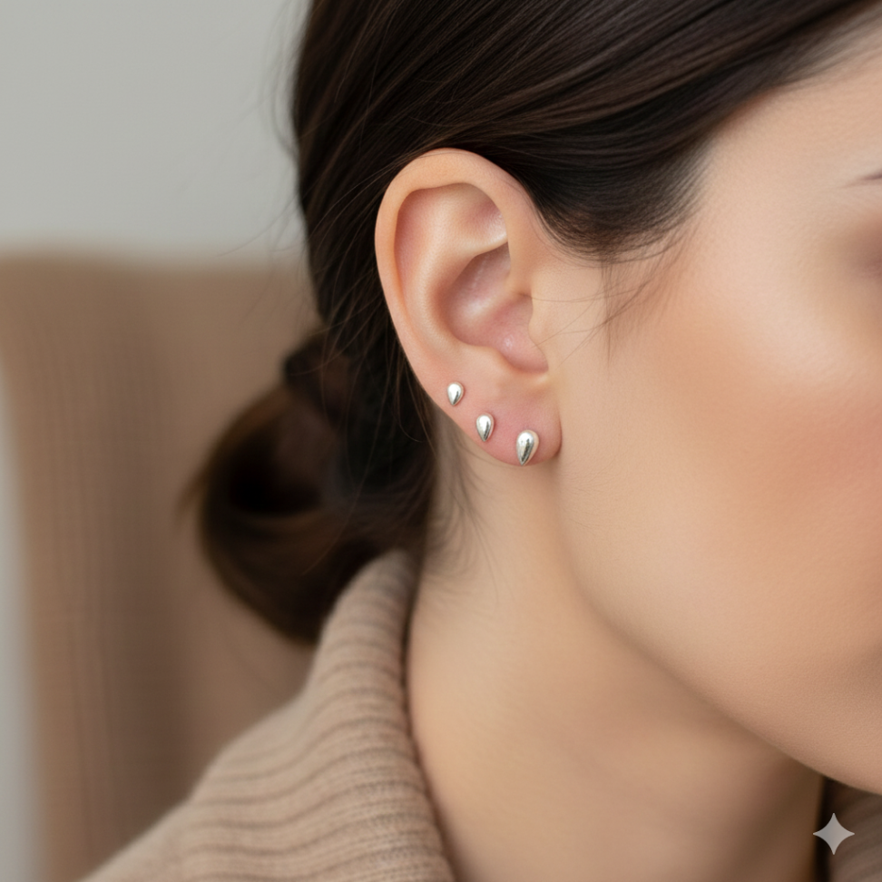 Trio gotas lisas prata - #2