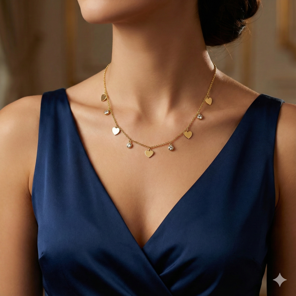 Chocker coração e zircônia - #1