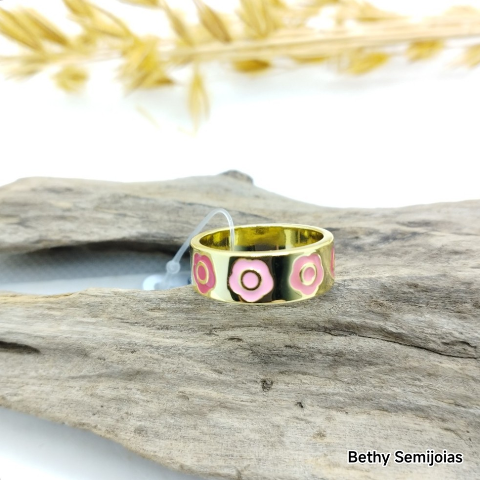 Anel Flores Resina rosas - #2