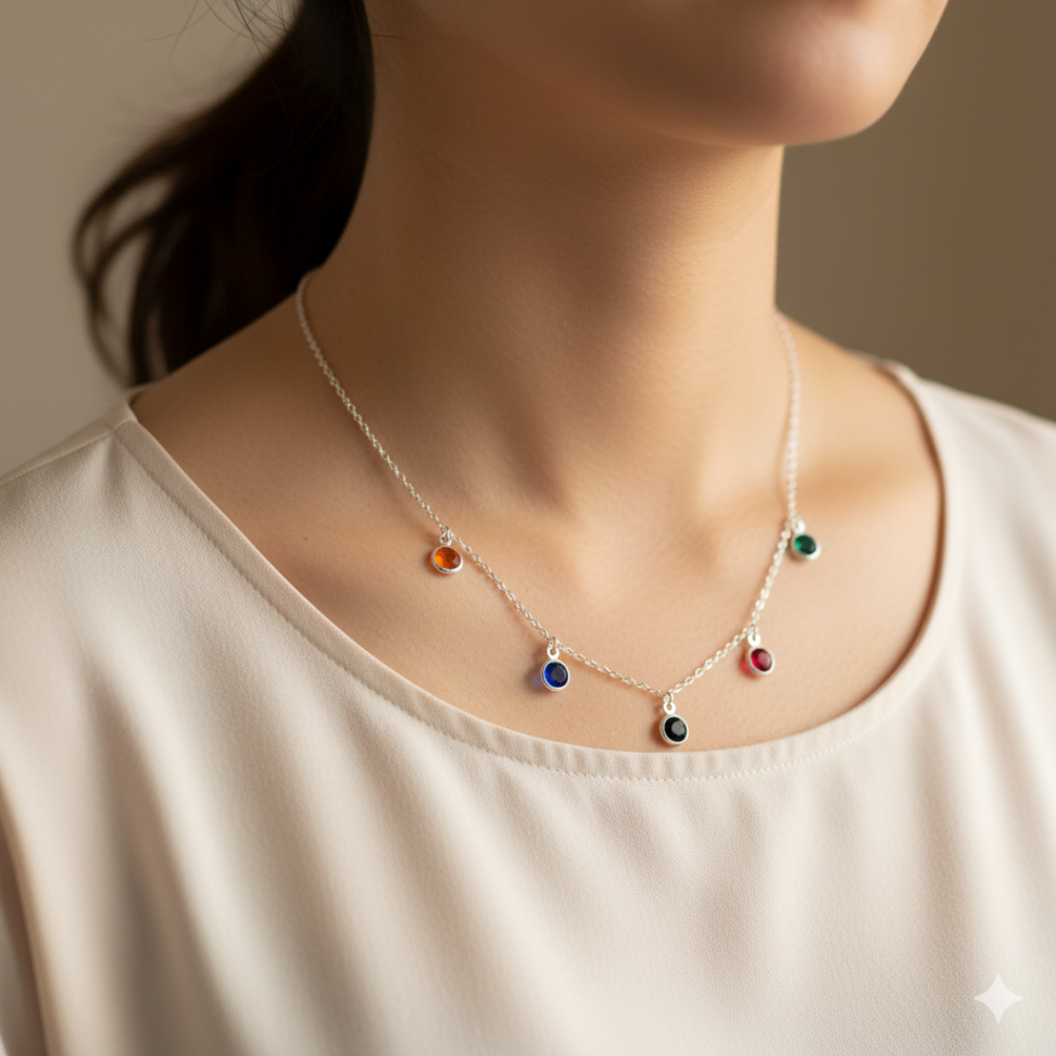 Choker de prata com cristais coloridos - #2