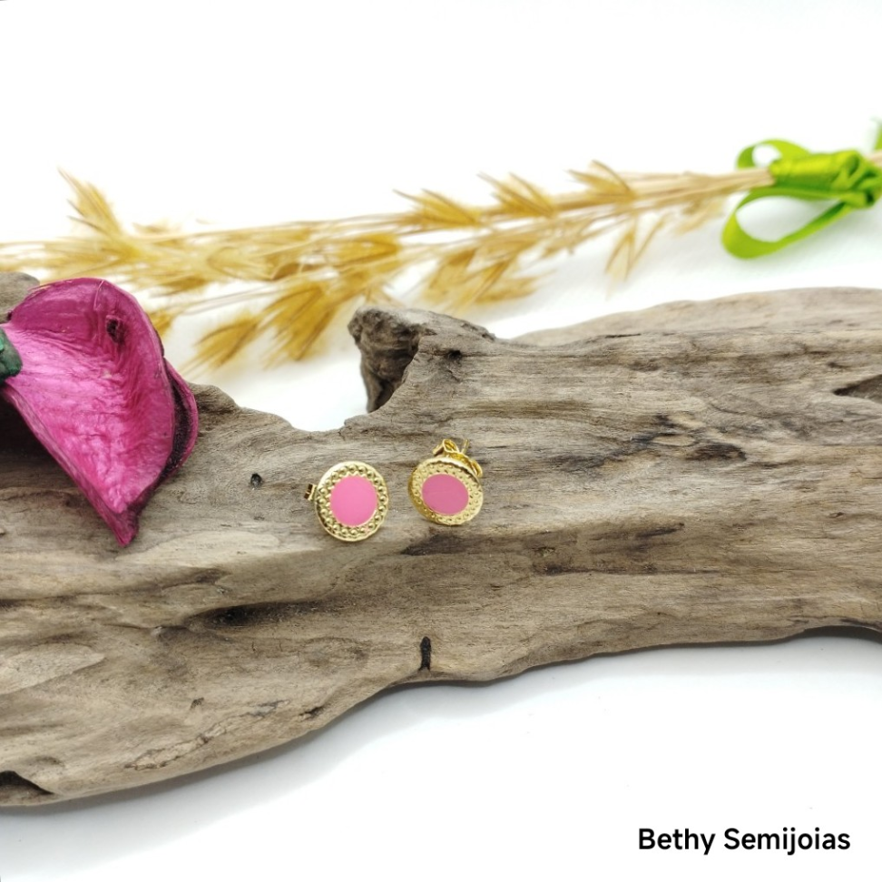 Brinco circulo rosa infantil - #3