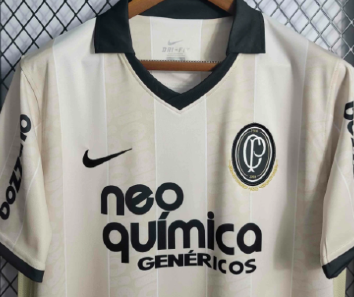 Camisa Corinthians 2010 Edição Centenário Retrô - Branca Bege