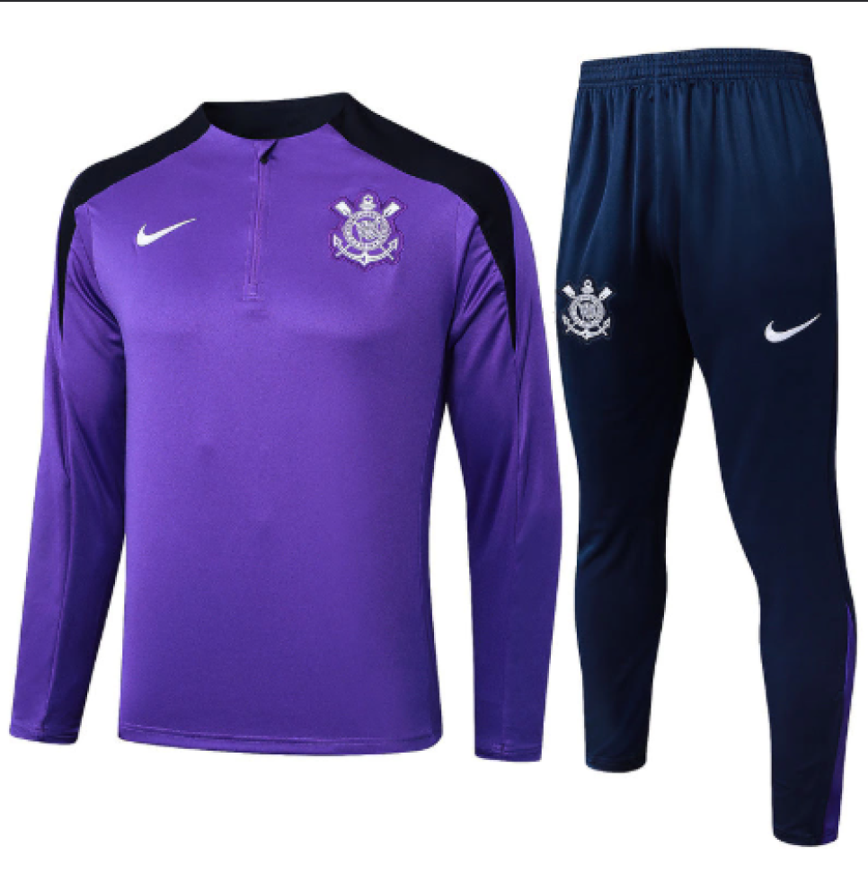Conjunto De Treino Corinthians 2025/2026 Manga Longa - Roxa e Azul Marinho