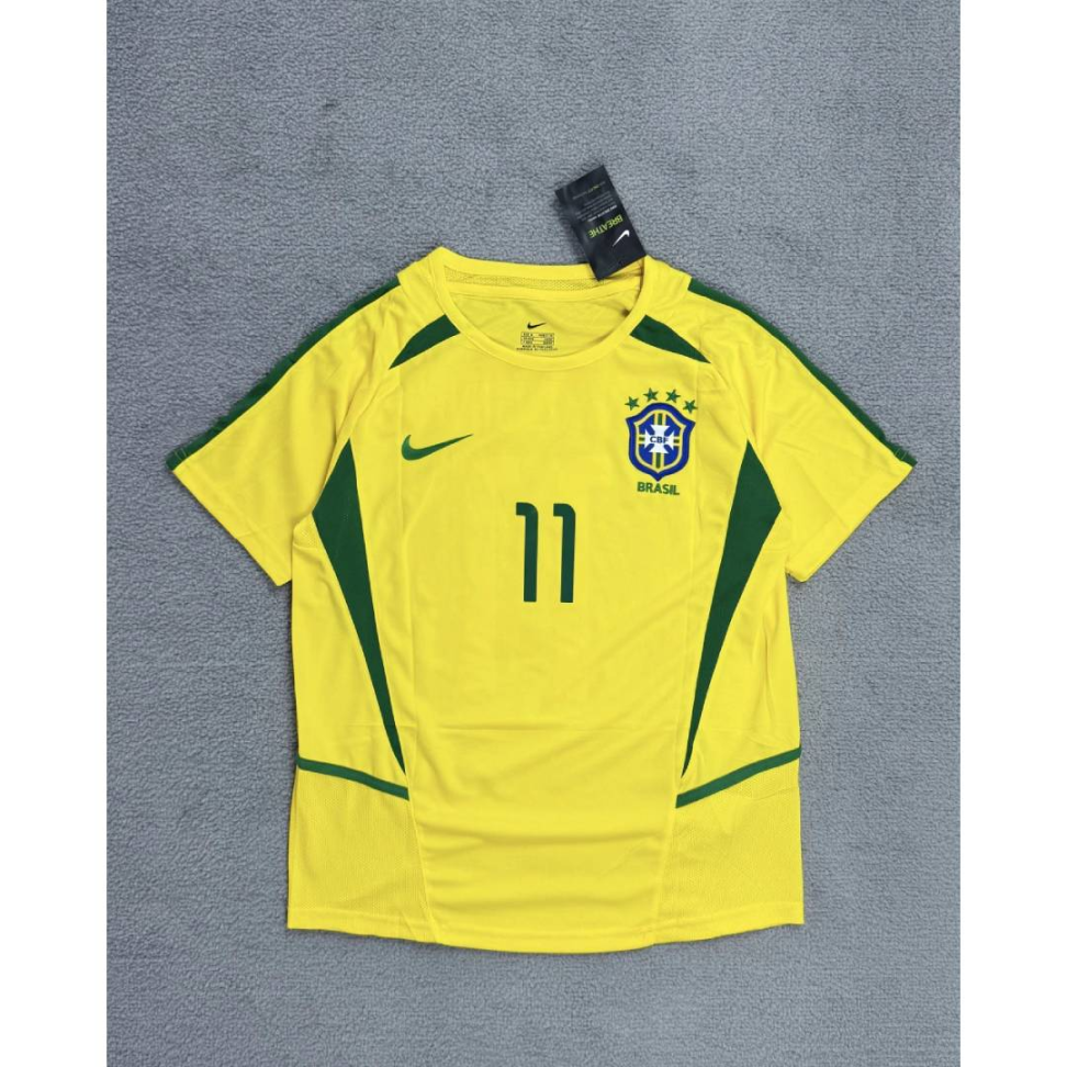 Camisa Retro Brasil 2002 Ronaldinho - Verde e Amarelo - #3