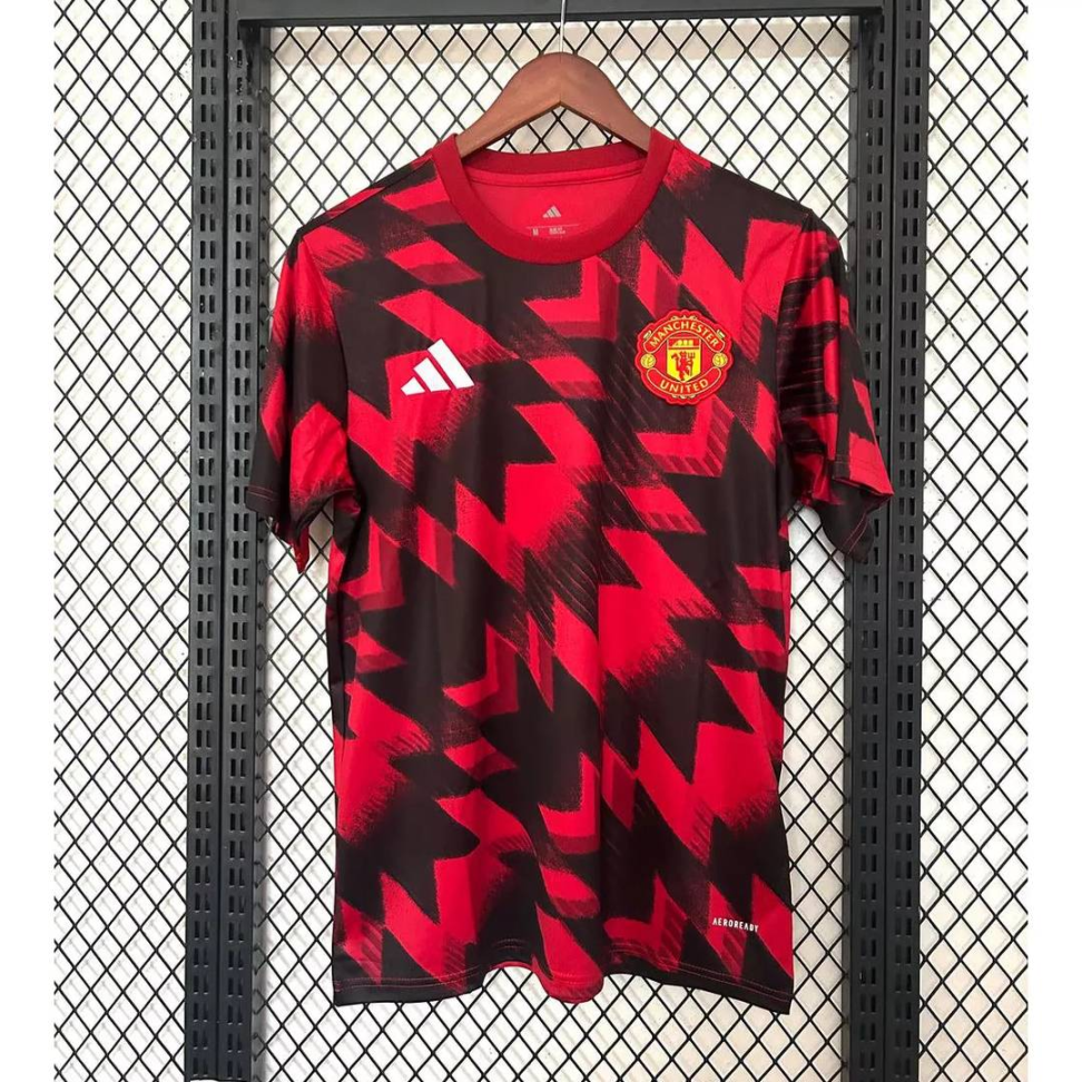 Camisa Manchester United 25/26 Treino Torcedor - Vermelho e Preto
