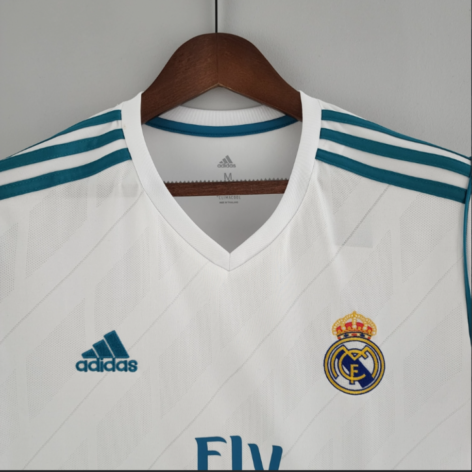 Camisa Real Madrid Home 17/18 Torcedor - Branco e Azul Turquesa - #3