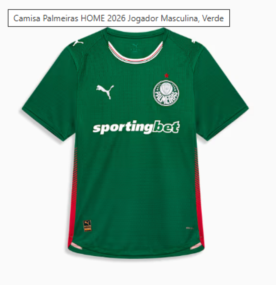 Camisa Palmeiras HOME 2026 Jogador Masculina